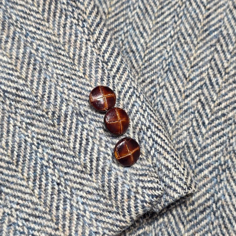 Harris Tweed Blazer Herringbone Wool Sport Coat Handwoven Scottish Mens 41R READ